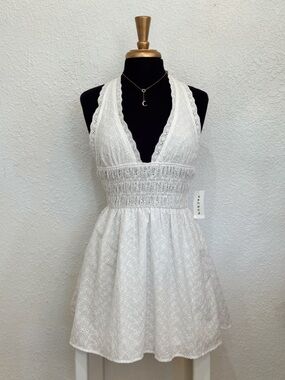 Your Favorite PacSun White Eyelet Halter Dress Size Small
